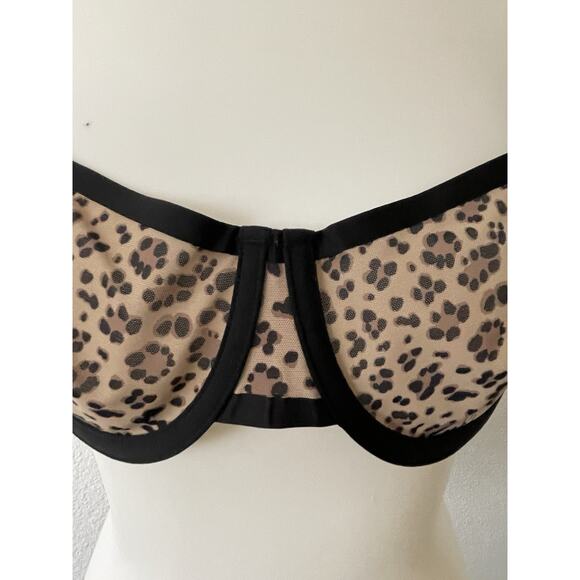 Cuup Lingerie Bra Balconette Semi Sheer Animal Print Intimates - Picture 2 of 10